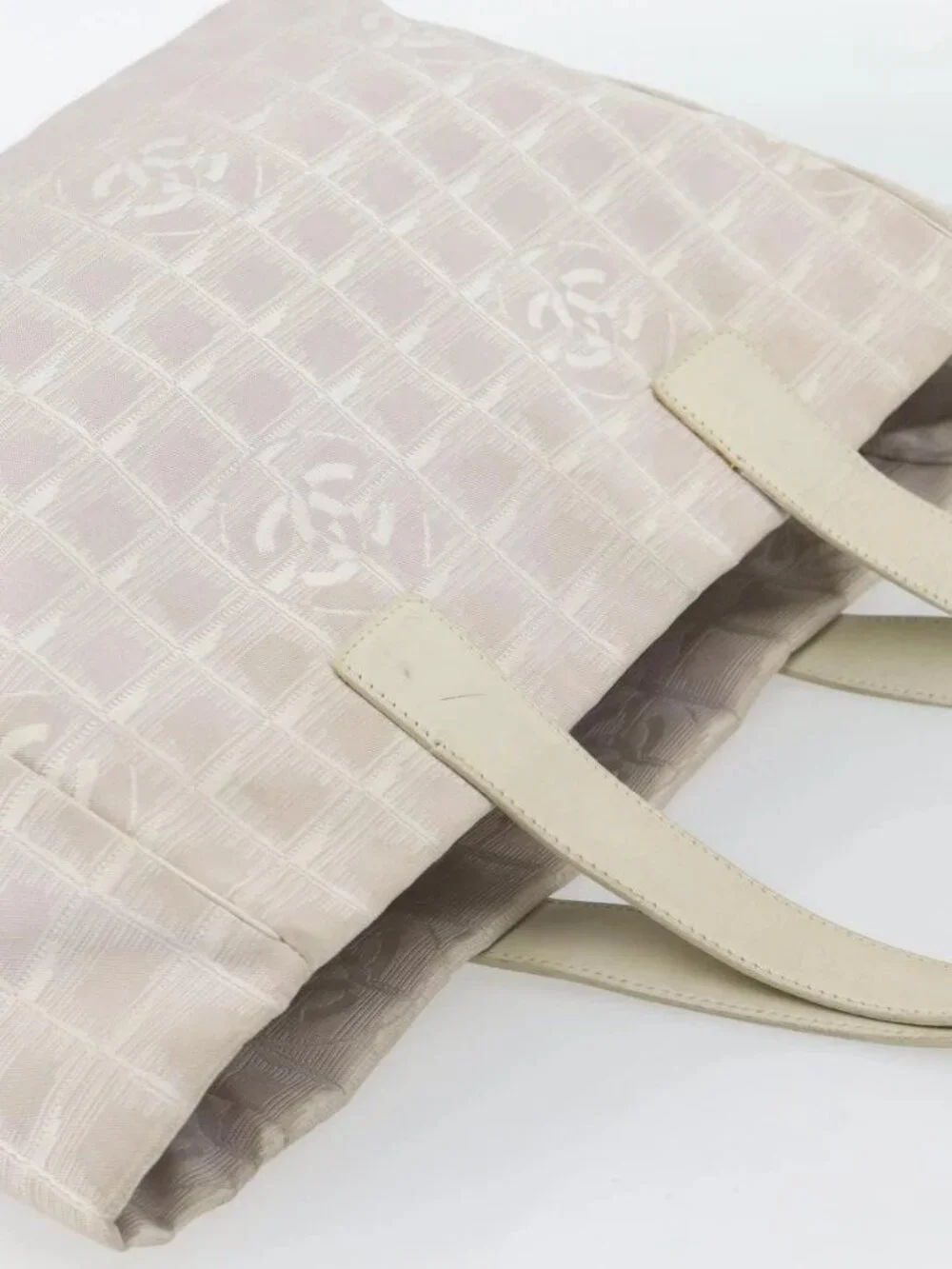 CHANEL New Travel Line Tote Bag Nylon Pink Gold CC Auth 176440